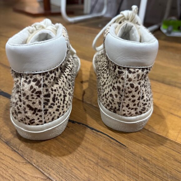 Madewell MWL Sidewalk High-Top Sneakers Leopard Calf Hair Size 8.5M - Picture 5 of 8